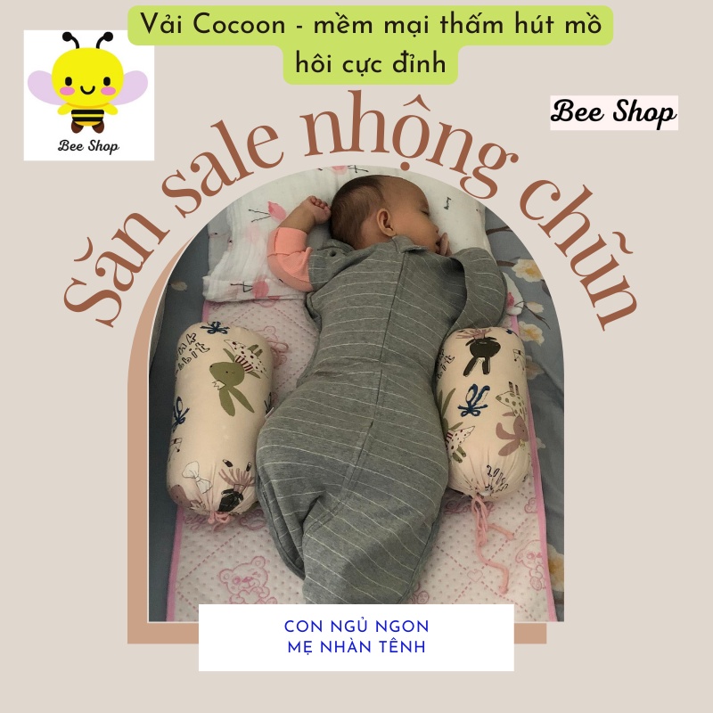 SALE Nhộng chũn cho bé ngủ ngon sử dụng vải cocoon mẫu nhộng ngủ Love to Dream nhộng mở tay rộng chân sợi tre