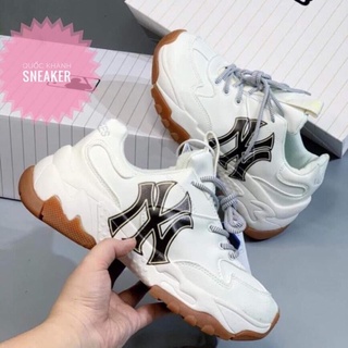 Giày Mlb ny nâu 11 kèm box, sneaker Mlb nâu đế tăng chiều cao nam nữ