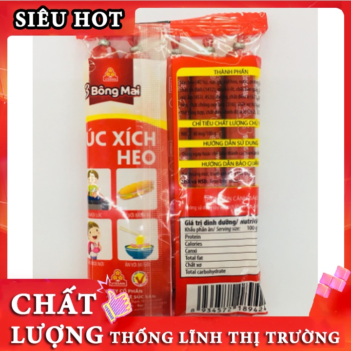 [ DATE NEW ] Xúc xích heo 3 bông mai tiệt trùng Vissan 105g (5 cây) - Siêu Thị Online - SD0035