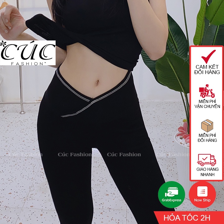 Quần legging nữ dài Cúc Fashion gen bụng chéo cạp cao tôn dáng nâng mông leggin thun ôm bó vải dày dặn bigsize QL06 | BigBuy360 - bigbuy360.vn