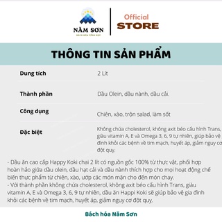 Dầu ăn cao cấp Happi Koki chai 2 lít