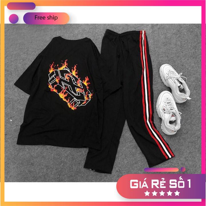 Áo Thun Unisex 🍓FREESHIP 99k🍓 Áo Thun Form Rộng Ngọn Lửa | BigBuy360 - bigbuy360.vn