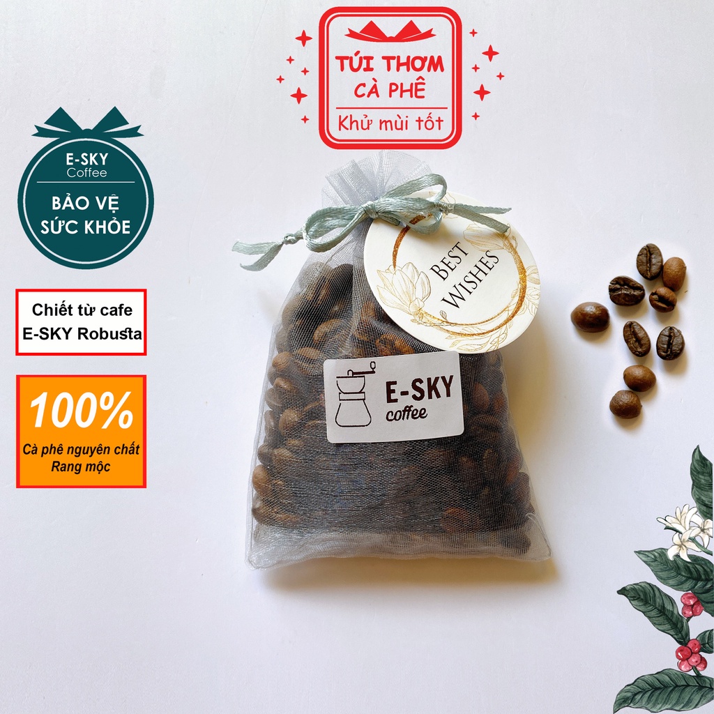 Túi Thơm Cà Phê E-sky Coffee Khử Mùi Ô Tô, Tủ Lạnh, Tủ Quần Áo, Văn Phòng Túi Vải Voan 50gr