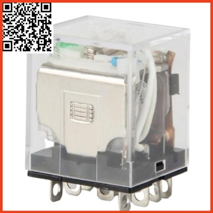 Rơ le trung gian LY4N-J re lay kiếng14 chân dẹp lớn có đèn điện áp 12VDC, 24VDC, 220VAC kèm chân đế PTF14A