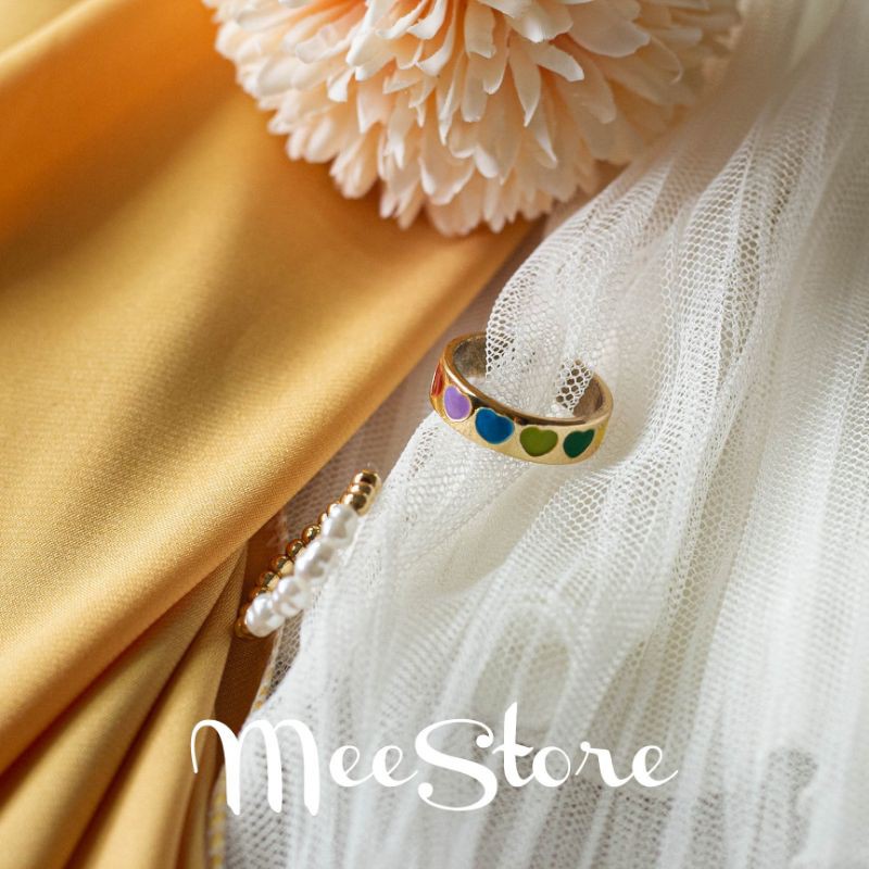 Bộ 2 nhẫn Rainbow Heart Mee Store meestore.accessories