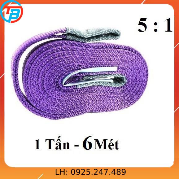 Dây cáp vải cẩu hàng 1 Tấn - bản 25mm - Hệ số 5:1 - 6 Mét CÁP THÉP Thái Bình VinàN