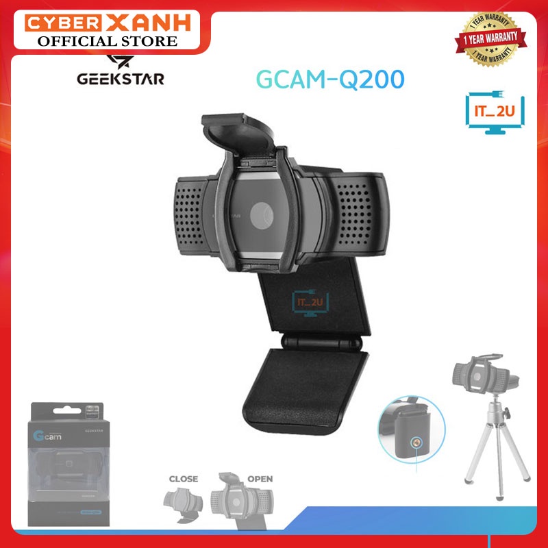 Webcam Máy Tính có mic cho PC, Laptop, Webcam Full HD 1080P 2K Học online trực tuyến, Học Zoom, Livestream - Gcam Q200