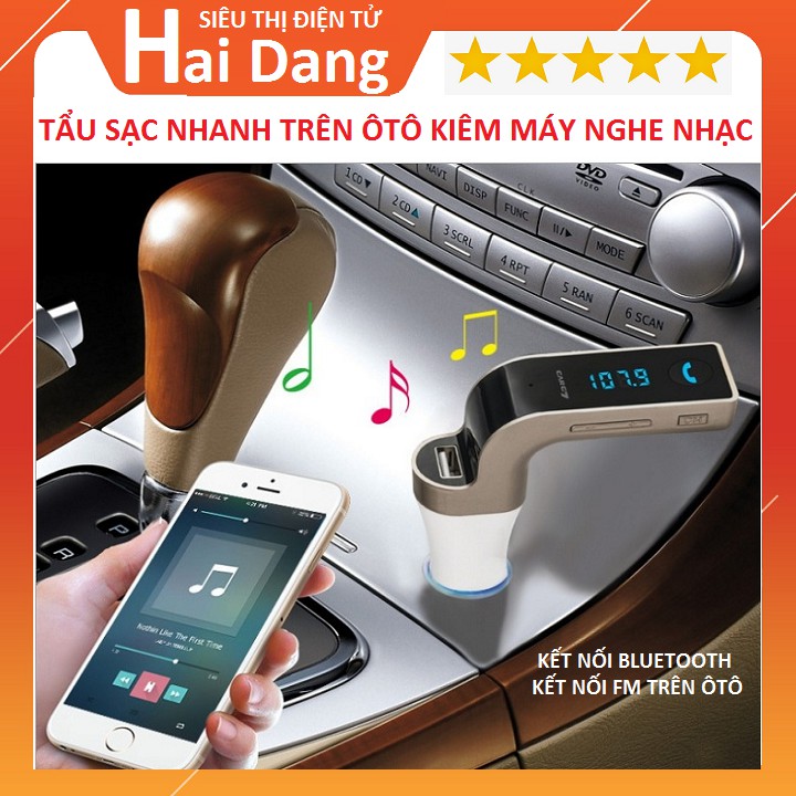 Củ Sạc Nhanh Trên ÔTÔ, Tặng Dây Sạc Kết Nối Bluetooth Với Điện Thoại - Kết Nối FM Với Đầu Nghe Nhạc