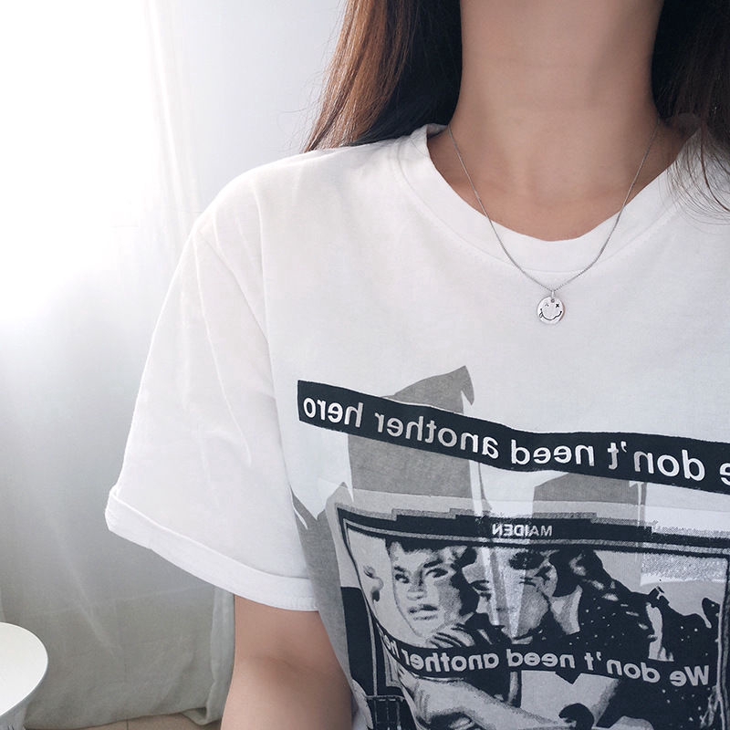 Dây Chuyền Mặt Hình Mặt Cười Phong Cách Retro Hàn Quốc