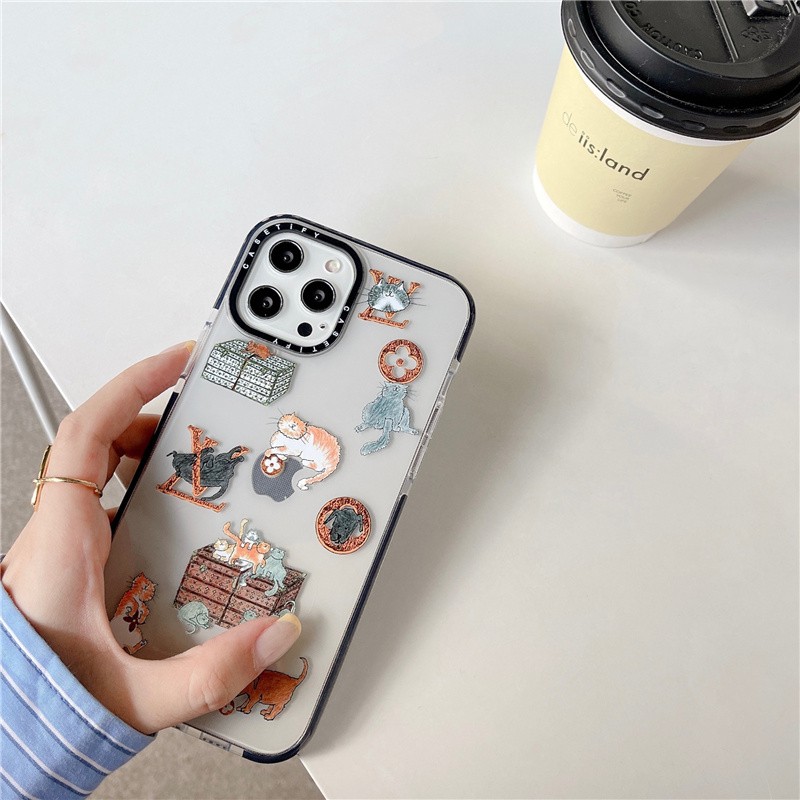 Famous Fashion Brands Joint Kitty Case IPhone 7 8 Plus SE 2020 Casetify Phone Cover Apple 12 pro max 12Mini Cute Cat IPhone 11 Pro Max Straight edge Soft Casing X XR XS MAX