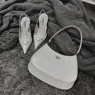 Sandal gót nhú Prada mũi nhọn da mềm