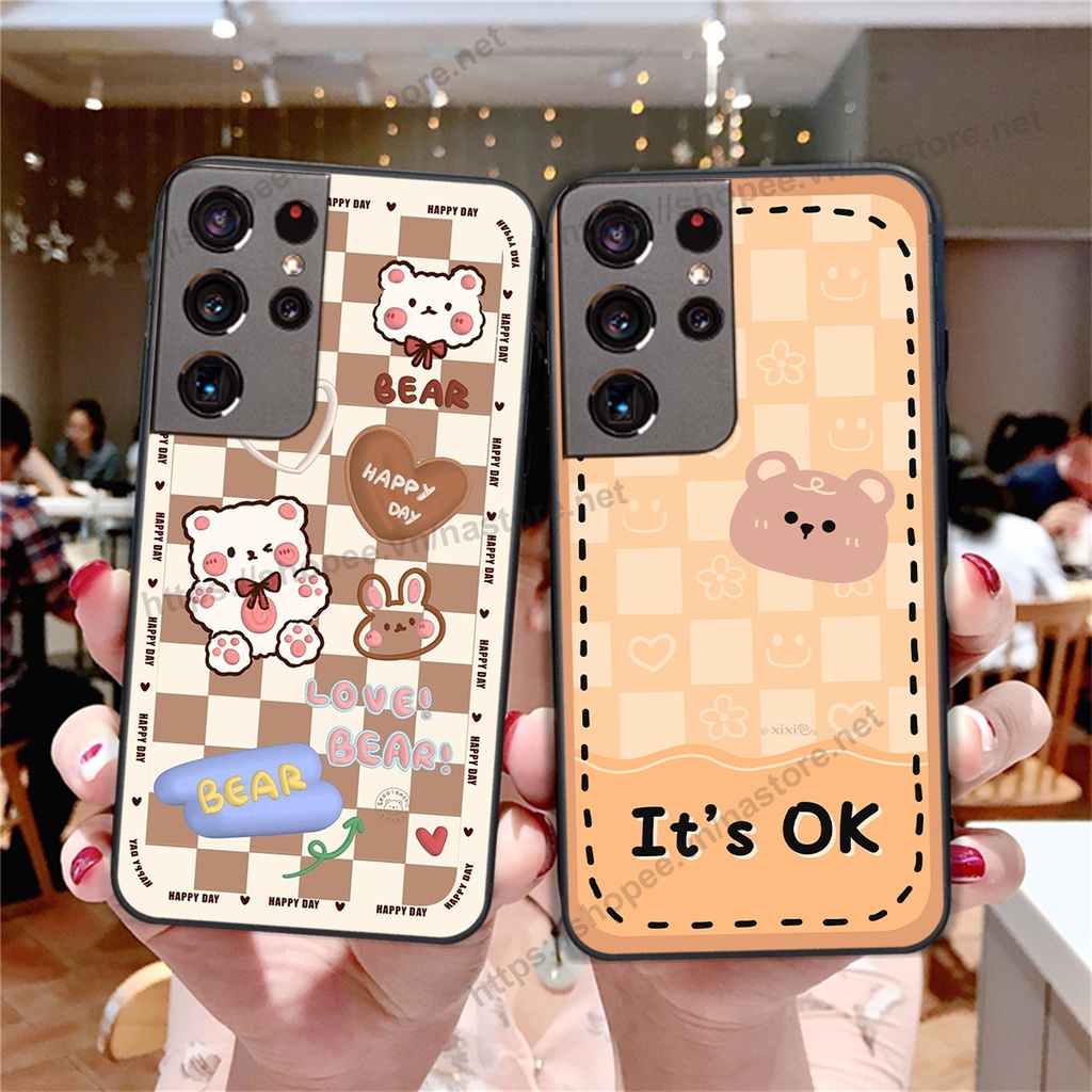Ốp lưng Samsung S21 / S21 FE / S21 Plus / S21+ / S21 Ultra trái tim mặt cười, gấu cute thể thao cá tính