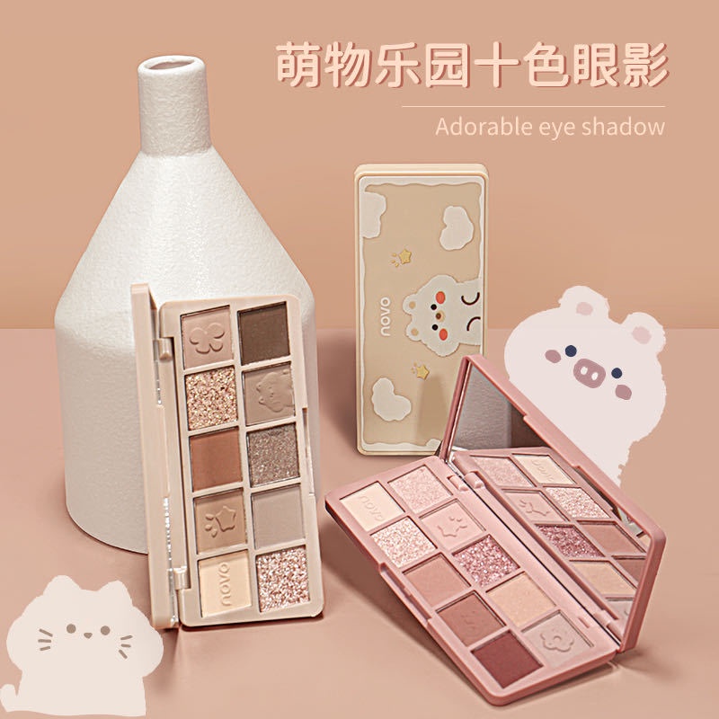 Bảng Phấn Mắt Novo 3 Màu Lấp Lánh Mịn Mượt Không Phai Cho Học Sinh