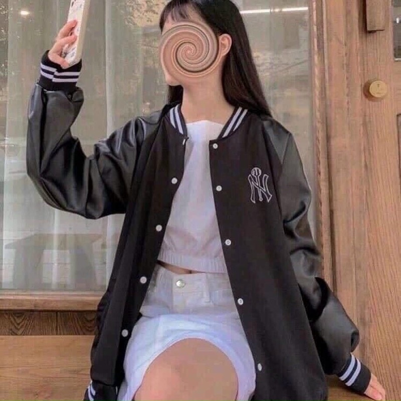 Áo Bomber NewYork Tay Phối Da