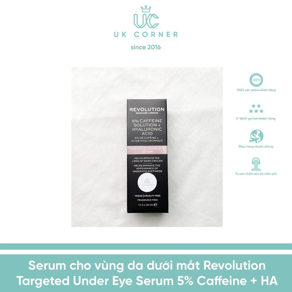 Serum cho vùng da dưới mắt Revolution Targeted Under Eye Serum 5% Caffeine + HA