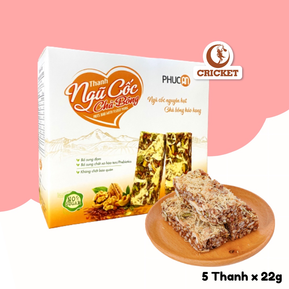 Ngũ Cốc Phúc An, Bánh Ăn Kiêng Buổi Sáng Giòn Ngon Đầy Dinh Dưỡng, Hộp 110g (5 Thanh x 22g)