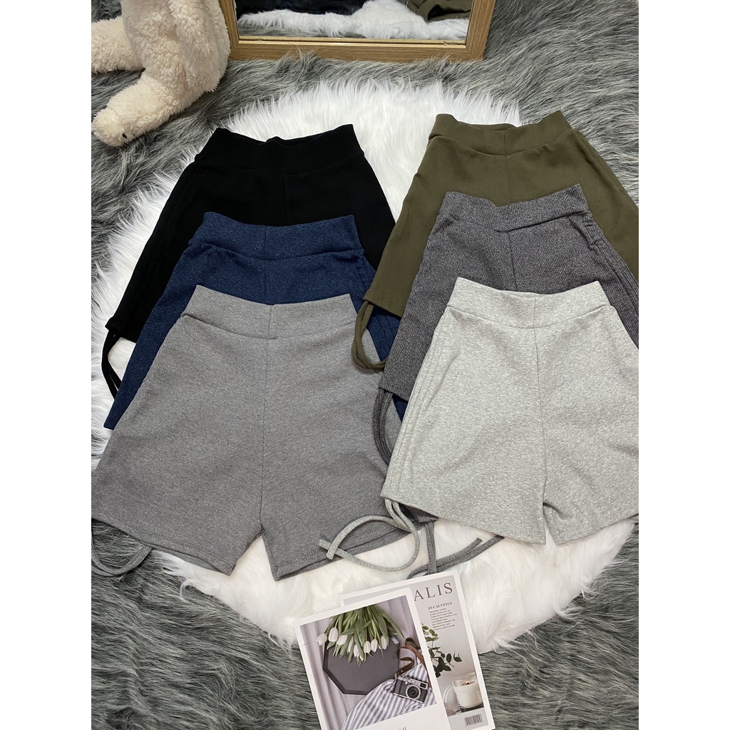 Quần short nữ thể thao rút dây bên hông sexy cá tính thun gân dày dặn co giãn ulzzang, quần đùi nữ