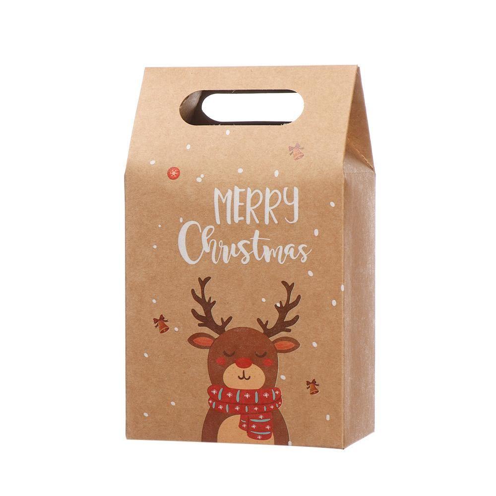 Bộ 12 Hộp Quà Giấy Kraft Đựng Quà Cưới Hình Ông Già Noel / Người Tuyết / Nai Xinh Xắn