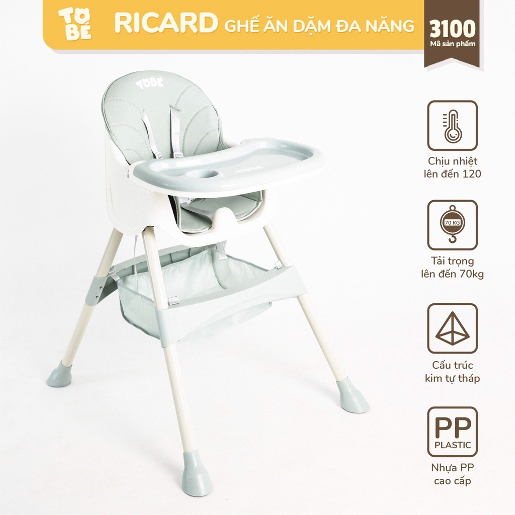 Ghế ăn dặm đa năng Ricard - TOBÉ cao cấp tiện lợi cho bé trên 6 tháng tuổi với nhiều cải tiến mới nhất