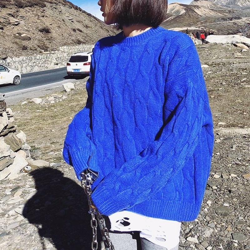 Áo sweater nhung dày dáng rộng phong cách Hàn Quốc thời trang thu đông mới 2021 6606