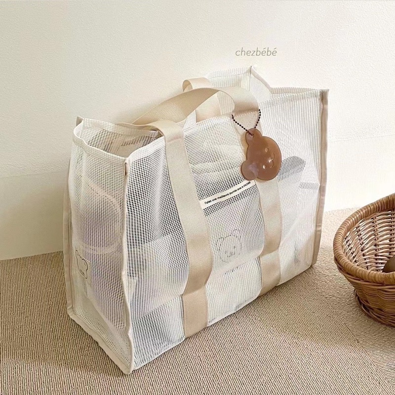 Túi Lưới Bỉm Sữa Dành Cho Mẹ và Bé KT 36x29x15cm Đi Biển Đi Chơi Xuất Hàn Cực Đẹp Decor