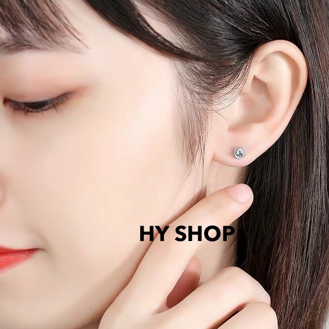 khuyên tai titan đính kim tròn nhiều màu nam nữ