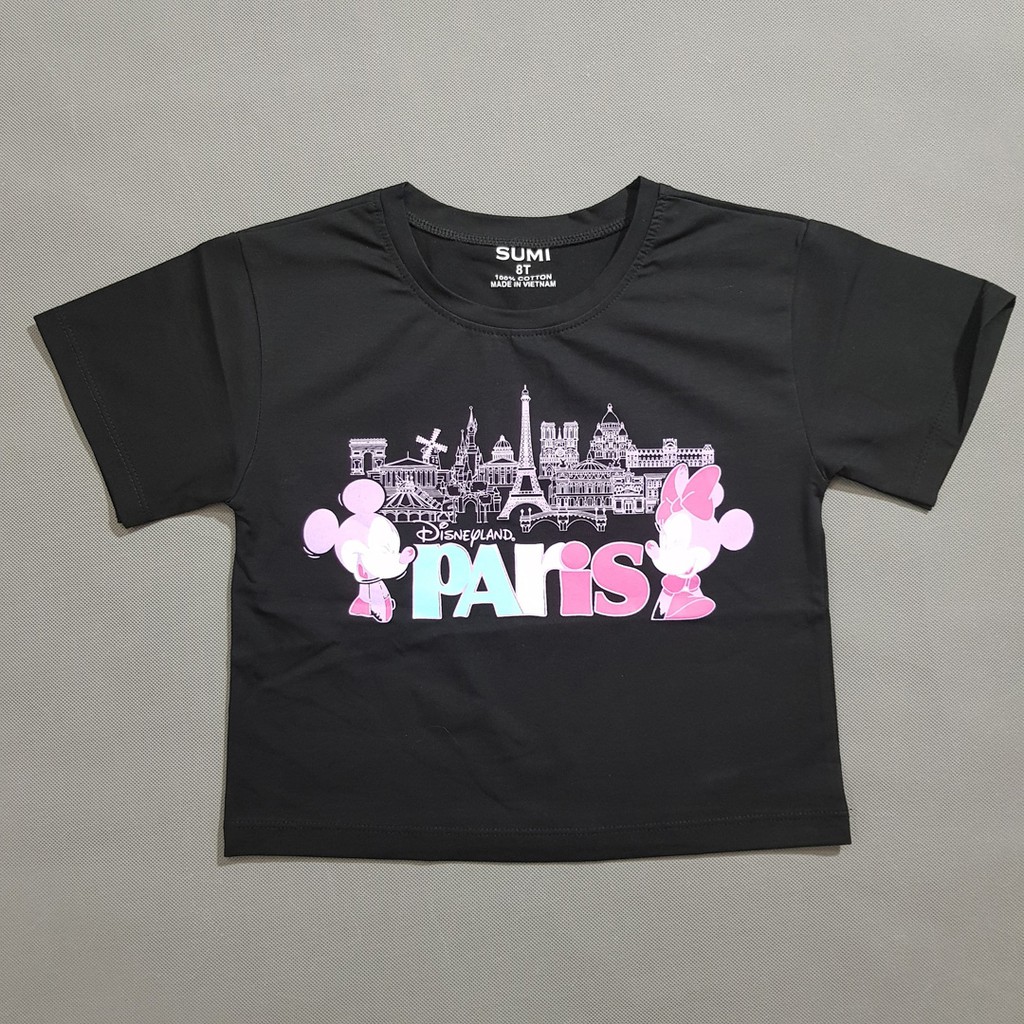 Áo thun croptop bé gái chuột mickey paris