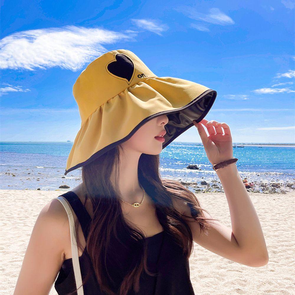 IVORY Nón Bucket Hoạ Tiết Trái Tim Thêu Thiết Kế Hợp Thời Trang