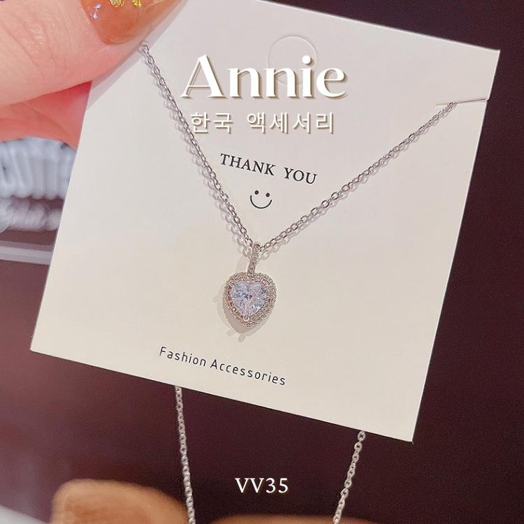 Dây chuyền nữ đính đá hình tim đính tinh xảo ANNIE VV35