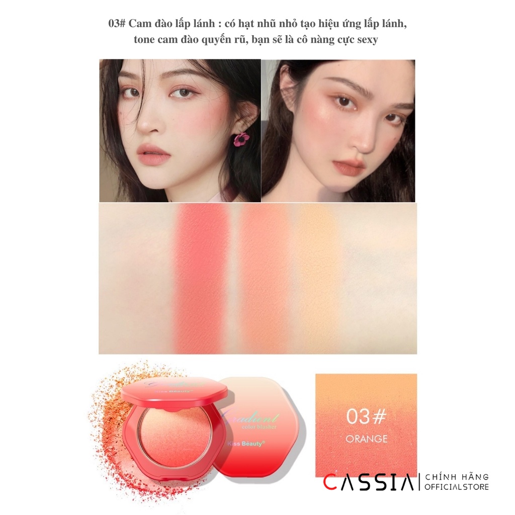 [Tặng mặt nạ]Phấn Má Hồng KISS BEAUTY Dạng Loang 1 Tone 3 Chuyển Màu Tuyệt Đẹp, Tự Nhiên Hồng Hào Lâu Trôi