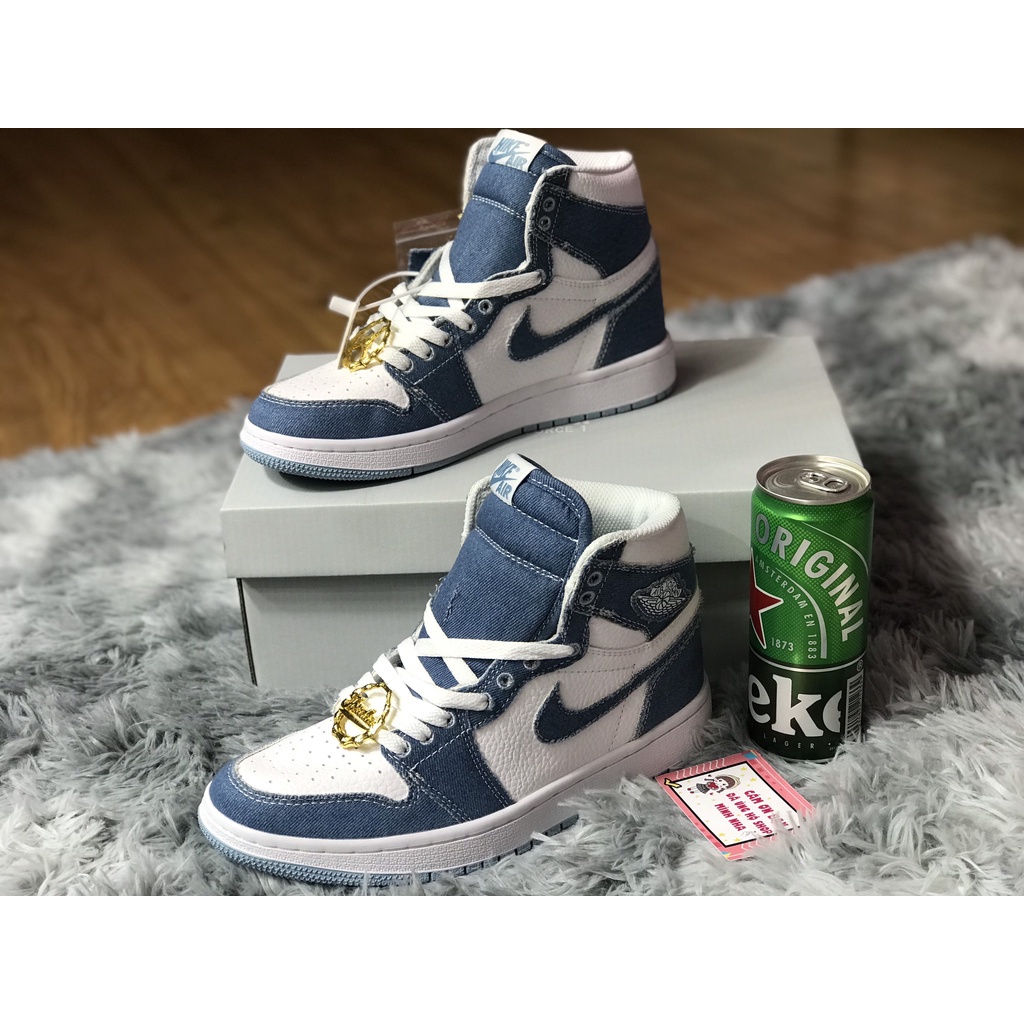 Giày Jordan Hight Jeans Blue - Giày Sneaker Thể Thao Thời Trang Nam Nữ Cổ Cao
