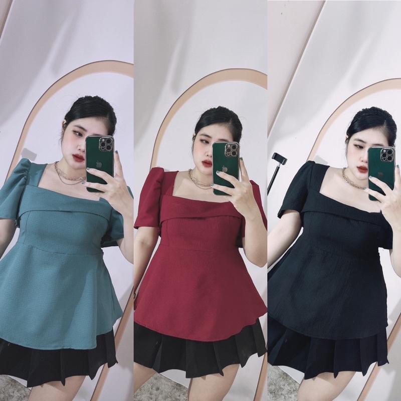 [MÚP BIGSIZE 60-100KG] Áo kiểu cổ vuông chất xốp
