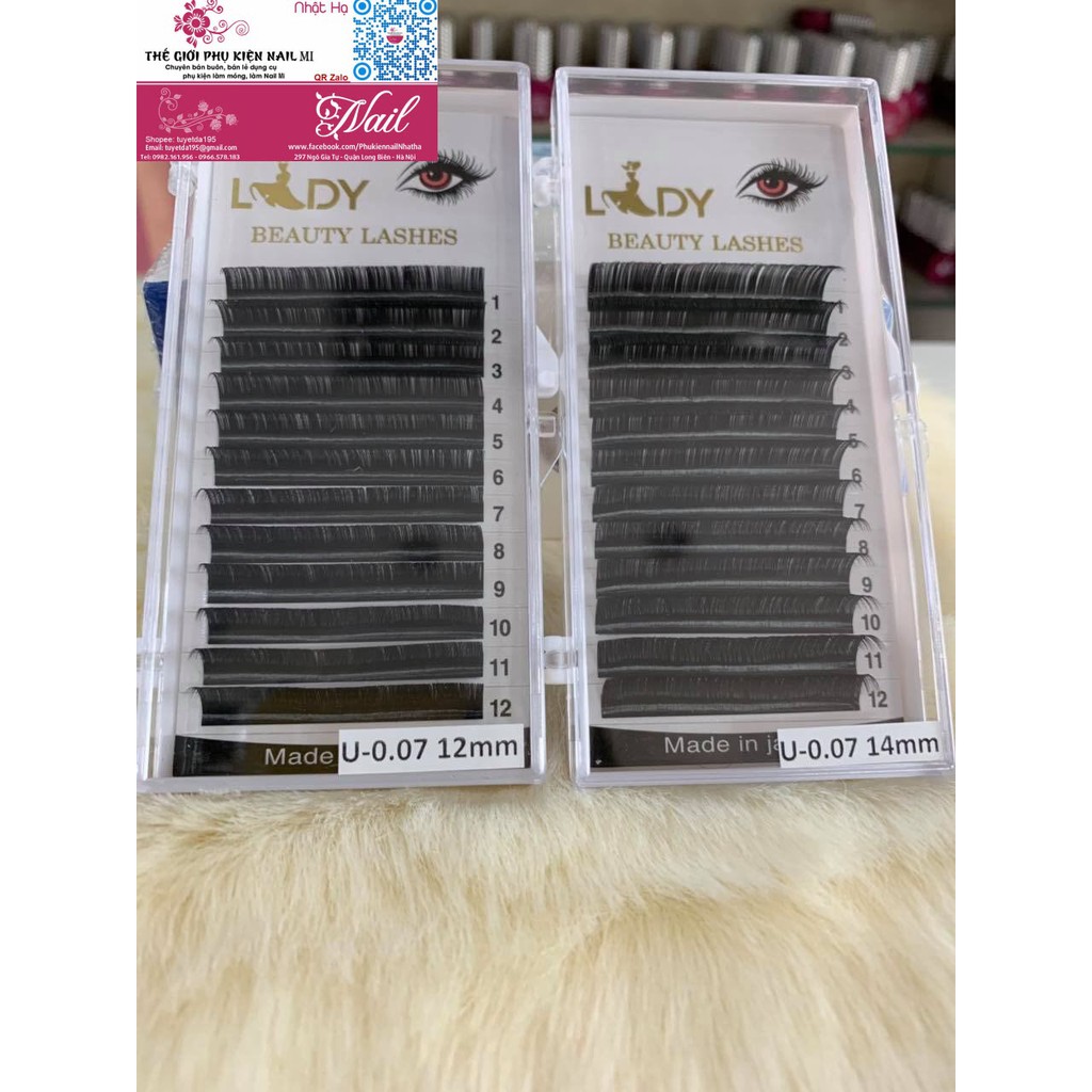 Mi Khay Lady Độ Cong D/U Volumn Classic Tạo Fan Nối Mi Đủ Các Độ Dày Chiều Dài - Lẻ 1 Khay