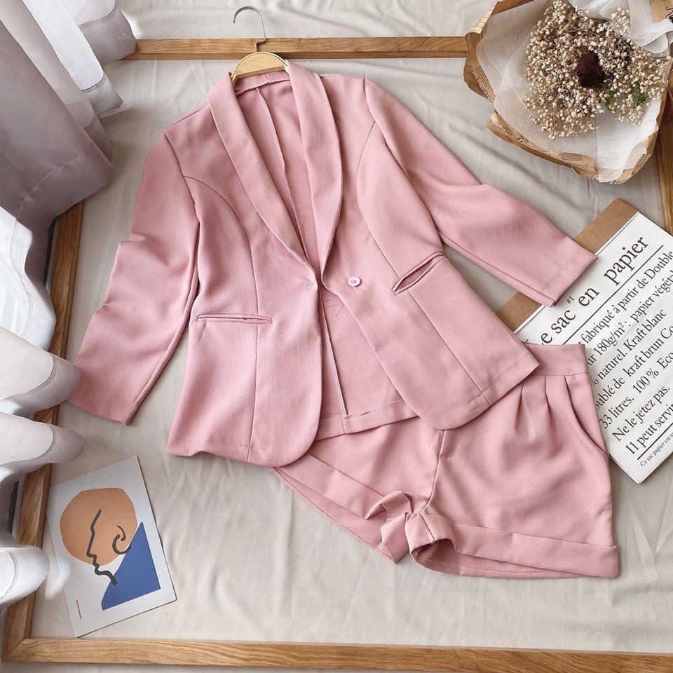 SET VEST HỒNG + QUẦN SHORT