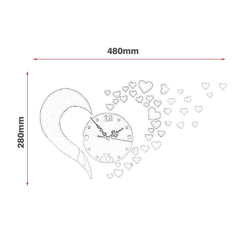 Miếng dán đồng hồ treo tường tráng gương 3D dùng trang trí độc đáo