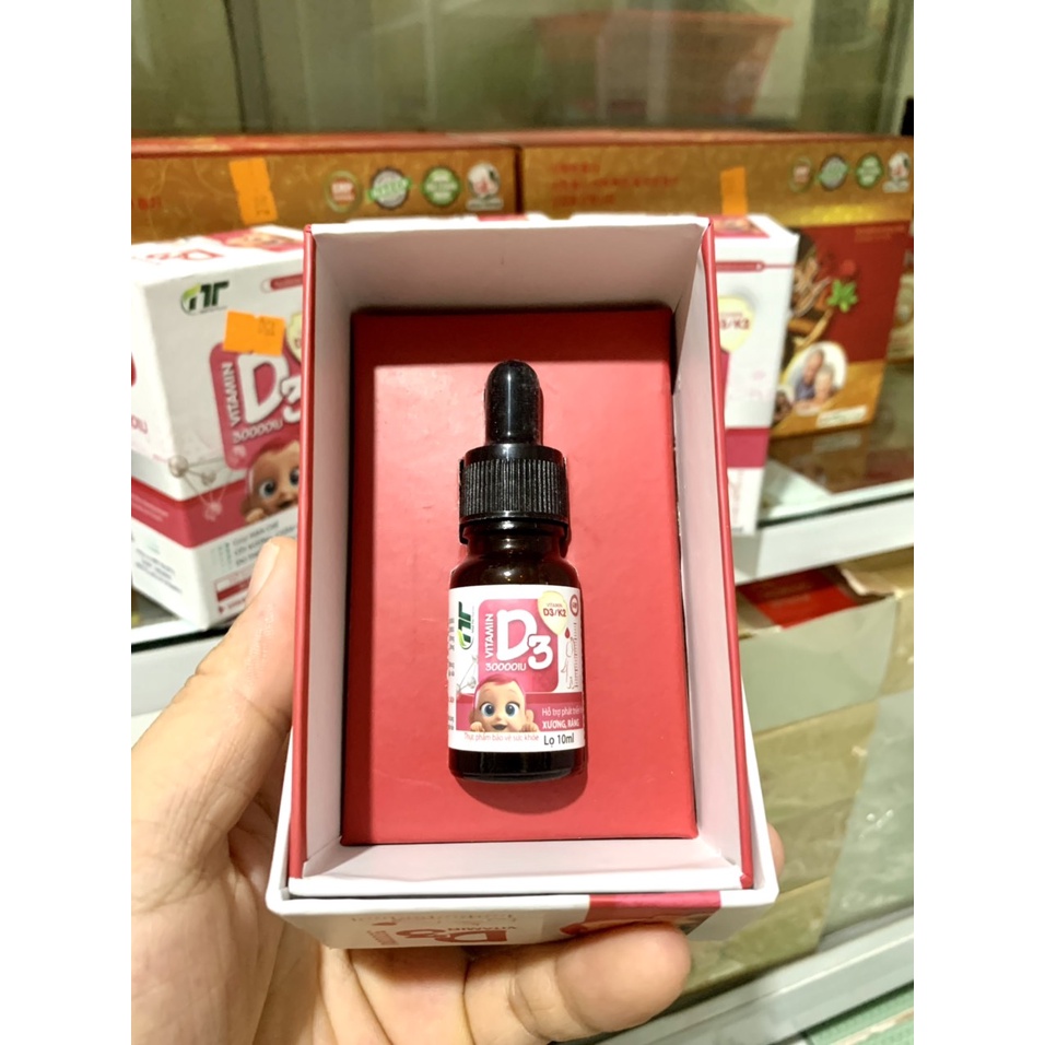 Vitamin D3 K2 Hồng Cho Trẻ Sơ Sinh Giúp Tăng Cường Hấp Thu Canxi, Trẻ Cao Lớn Nhỏ Giọt Lọ 10ml Nhất Tín Pharma