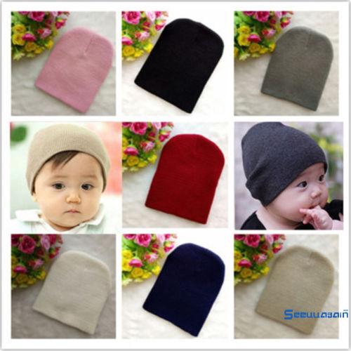 Mũ len màu trơn thời trang cho bé
