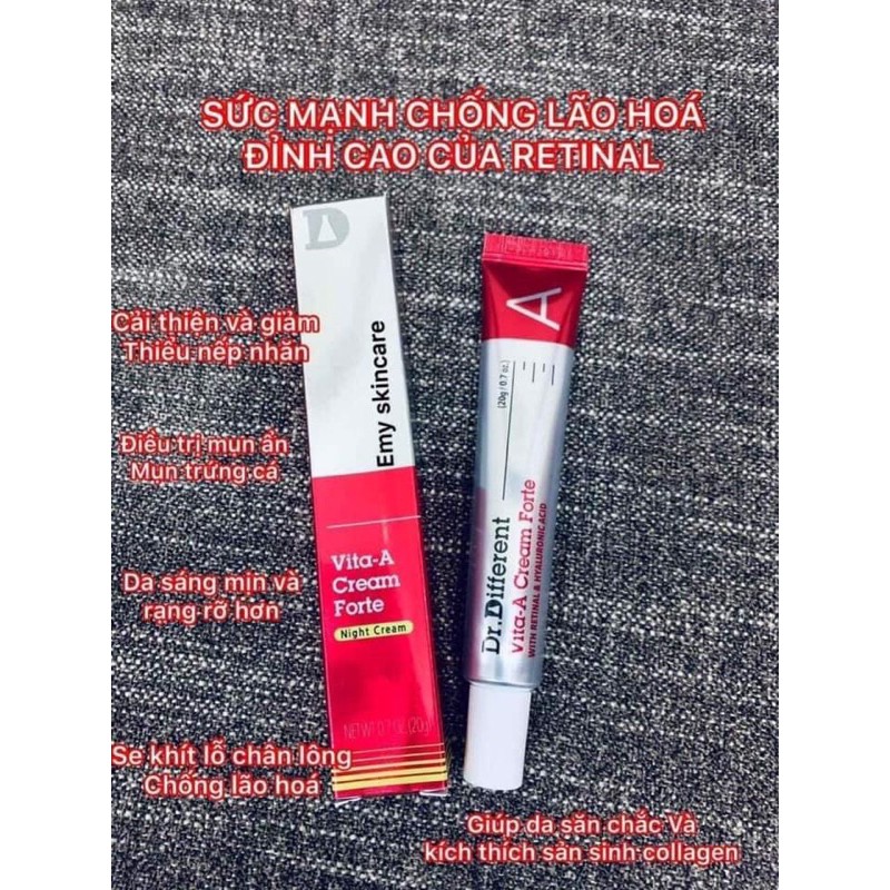 Kem dưỡng retinal reti A  Dr. different 0,05 0,1 0,12 % trẻ hoá da ngừa mụn