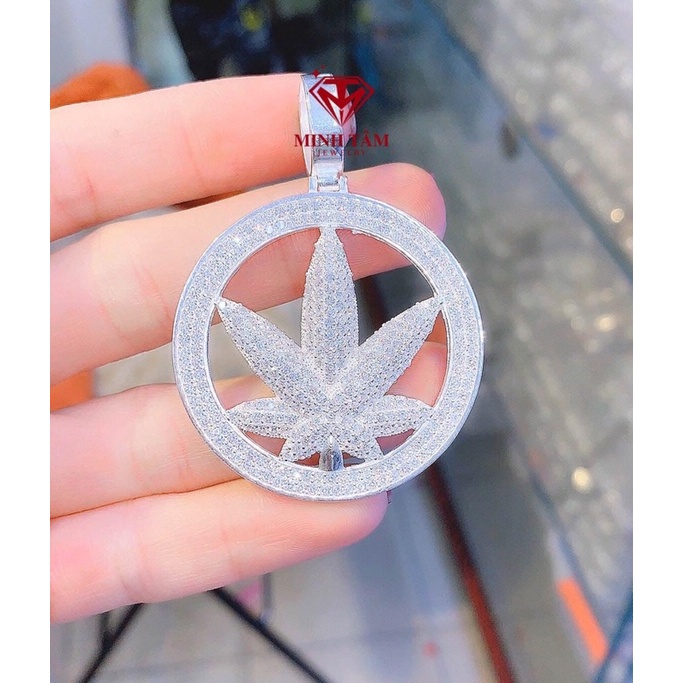 Mặt dây chuyền bạc nam hình lá chất liệu bạc ta,Mặt dây chuyền bạc ta cho nam-Minh Tâm Jewelry