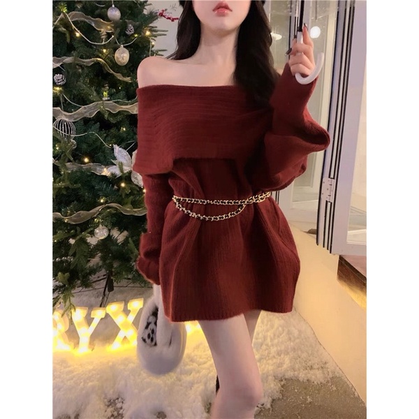 TKLIHN Áo váy len Trễ vai Sang Chảnh ULZZANG Hàn Quốc FASHIONITA 2021