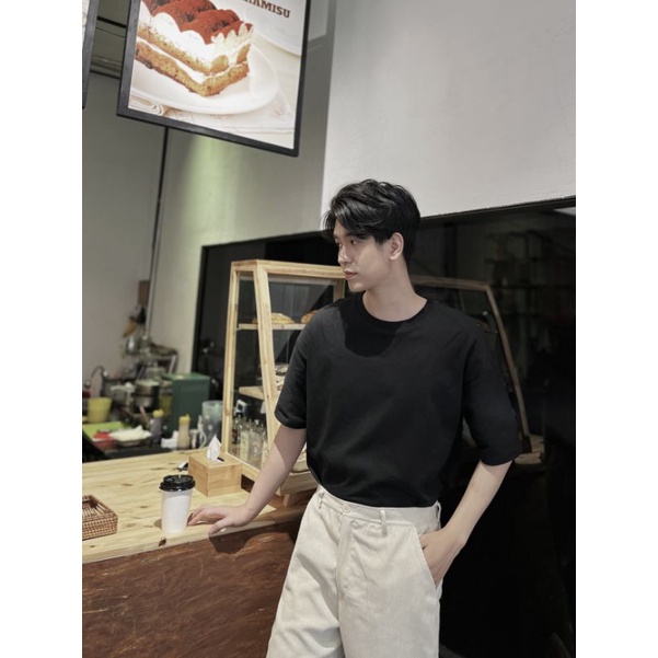 Áo thun nam cổ tròn dáng rộng tay trễ Basic Tee CHOU IN HANOI Chất dày dặn lên chuẩn form