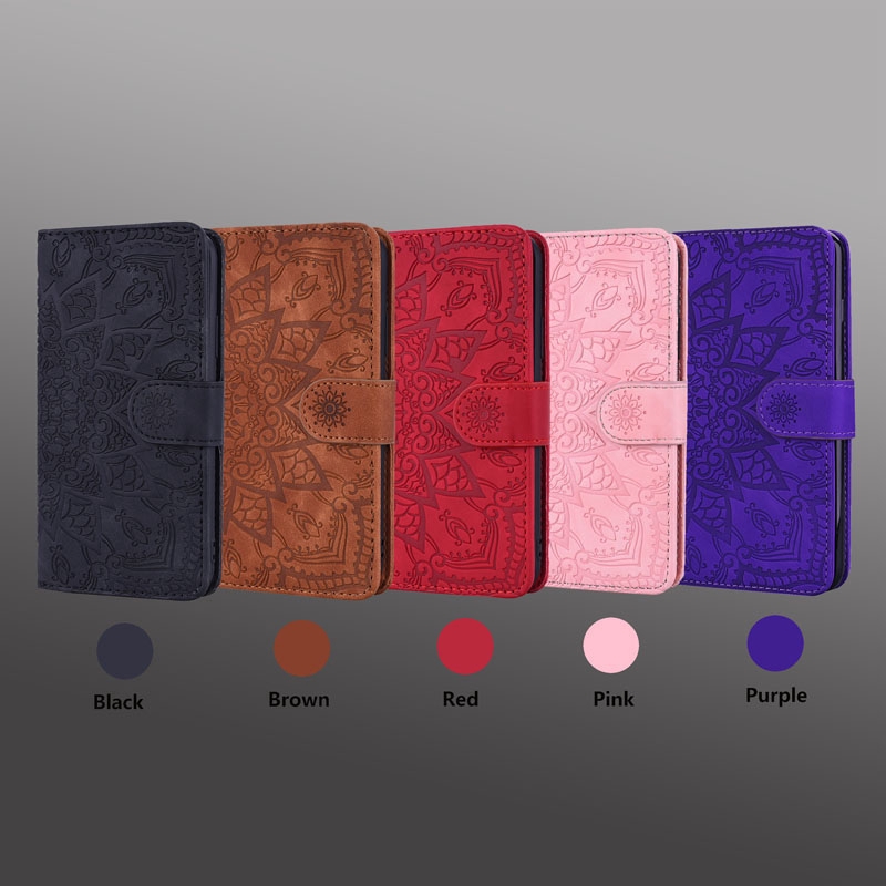 Ốp Điện Thoại Da Gập Mềm Họa Tiết Mandala Dập Nổi Cho Iphone X XS MAX XR 6 7 8 Plus SE 5S