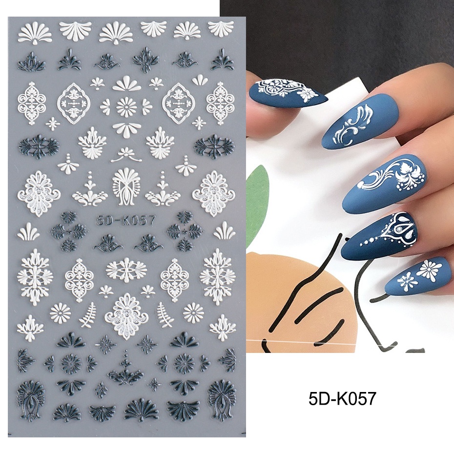 Miếng Dán Trang Trí Móng Tay 5D Hình Hoa Hồng Lãng Mạn