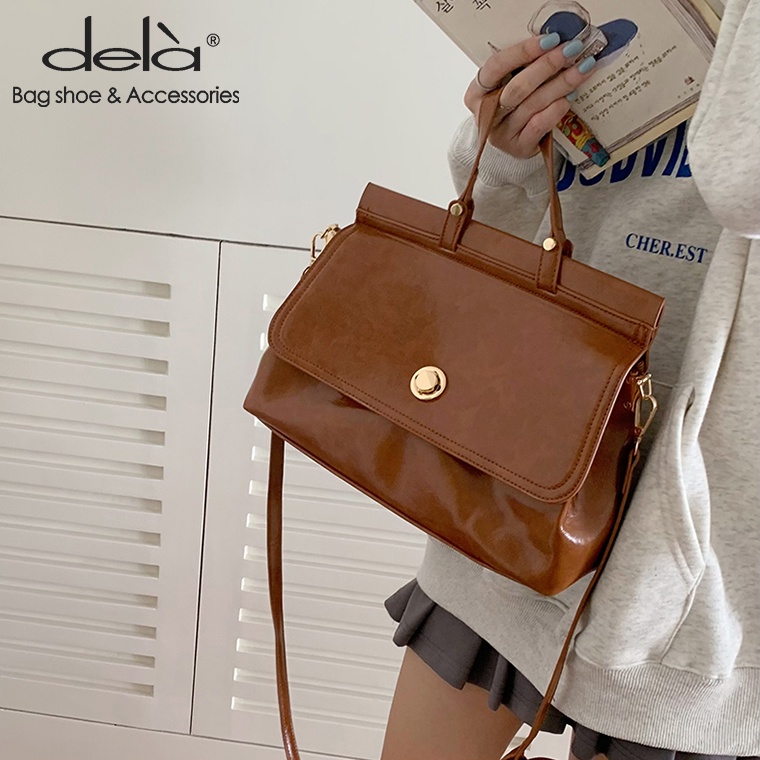 Dela Túi Đeo Chéo Cỡ Lớn Phong Cách Retro Thời Trang Thu Đông Mới Cho Nữ