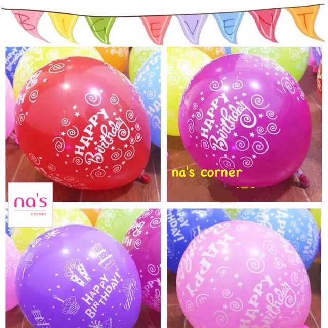 Bong bóng cao su tròn in chữ Happy birthday to dày size lớn (in 5 mặt) cho sinh nhật 10 / 20 / 50 cái