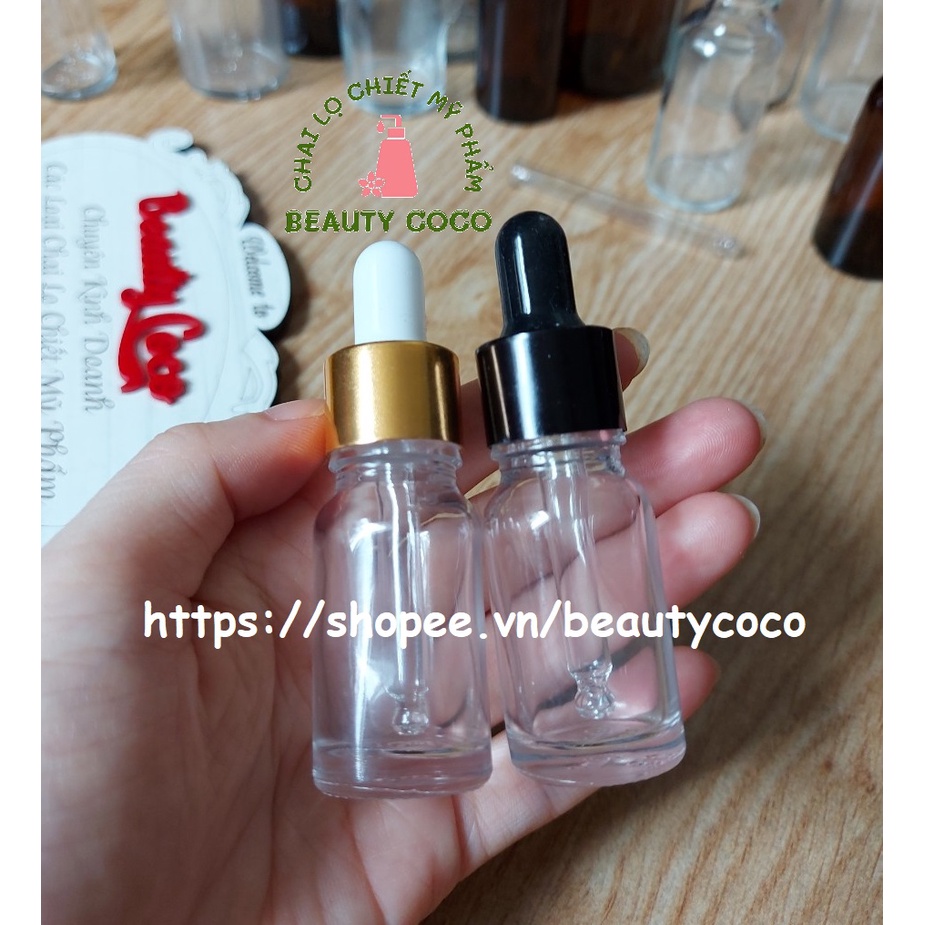 Chai Đựng Serum Tinh Dầu Thủy Tinh Nắp Bóp Giọt 10ml 20ml 30ml 50ml 100ml