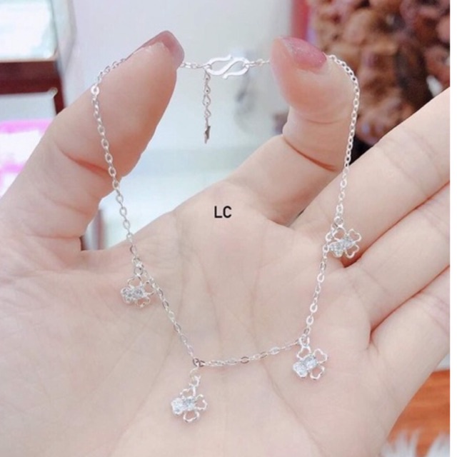 lắc chân hình cỏ 4 lá ,bạc ta