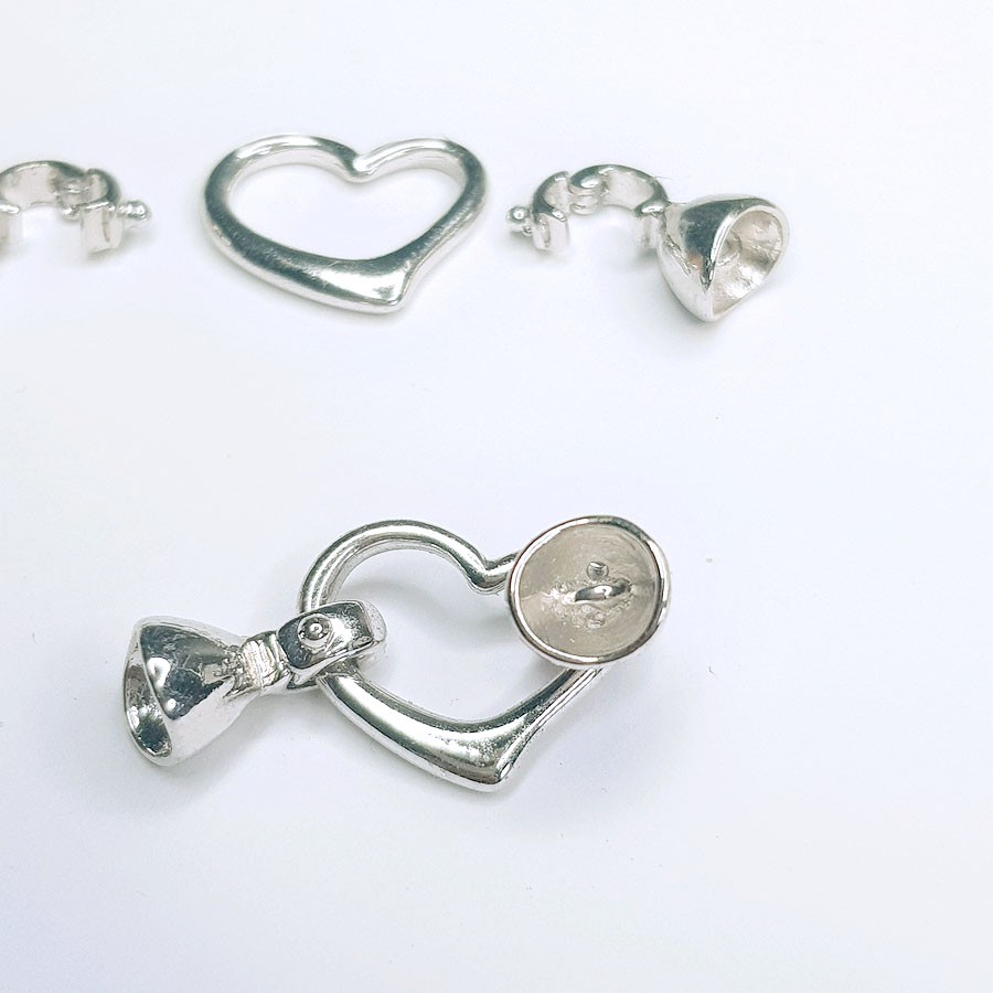 [K15B] Phụ kiện trang sức (DIY) - Chốt khóa móc chéo trái tim làm vòng cổ vòng tay