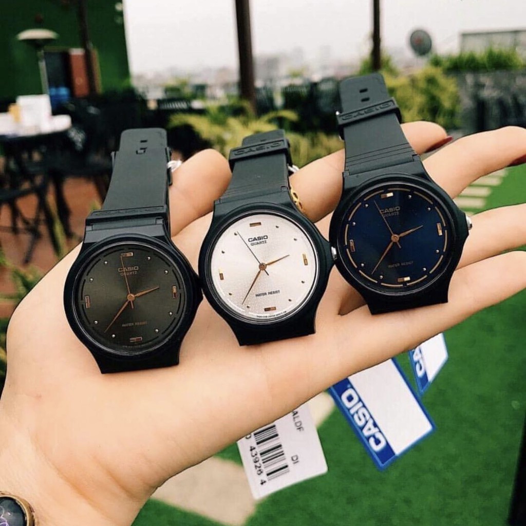 Đồng hồ nam nữ Casio  chính hãng mặt tròn chống nước 3ATM , dây nhựa - đồng hồ MQ76