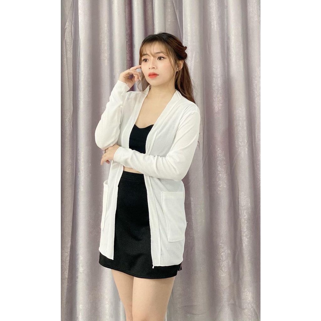 [SALE] Áo khoác cardigan, áo khoác ngoài chất len đan nhẹ, thoáng, mặc hè cực mát có 2 túi | BigBuy360 - bigbuy360.vn